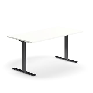 Schreibtisch QBUS, 1600x800 mm, T-Fuß-Gestell, schwarz/weiß