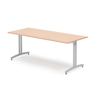 Canteen table SANNA, 1800x800x720 mm, silver/beech