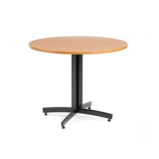 Ronde kantinetafel SANNA, Ø 900 x 720 mm, zwart/beuken