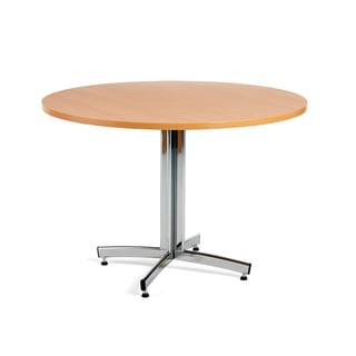 Round canteen table SANNA, Ø1100x720 mm, chrome/beech