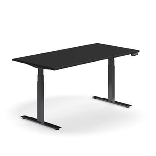 Höhenverstellbarer Schreibtisch QBUS, 1600x800 mm, schwarz/ schwarz