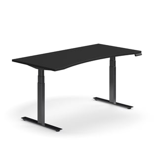 Standing desk QBUS, dual motor, wave, 1600x800 mm, black frame, black