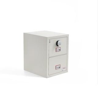 Fireproof filing cabinet COVER, 120 min. 2 drawers, code lock, 824x570x700 mm