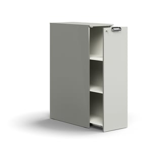 Lockable side cabinet QBUS, right-hand incl. handle, 1250x400x800 mm, light grey