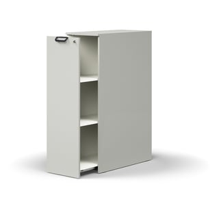 Lockable side cabinet QBUS, left-hand incl. handle, 1250x400x800 mm, light grey