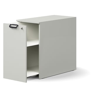 Lockable side cabinet QBUS, left-hand incl. handle, 740x400x800 mm, light grey