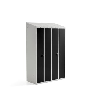 Kledinglocker voor schone en vuile kleding CLASSIC COMBO, 4 deuren, 1900 x 1200 x 550 mm, zwart