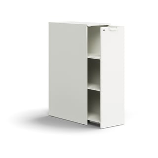 Lockable side cabinet QBUS, right-hand incl. handle, 1250x400x800 mm, white