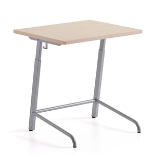 Student desk AXIOM, sound absorbing linoleum, silver, beige