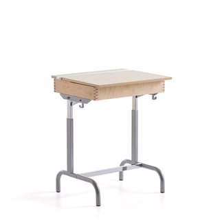 School desk 188, high pressure laminate, silver/birch