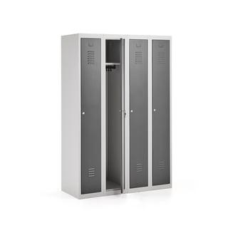 Flatpack locker CLICK, 1 door x 4 modules, 1800x1200x500 mm, dark grey