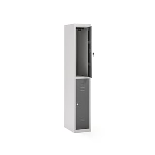 Flatpack locker CLICK, 2 doors x 1 module, 1800x300x500 mm, dark grey