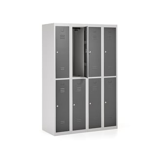 Flatpack locker CLICK, 2 doors x 4 modules, 1800x1200x500 mm, dark grey