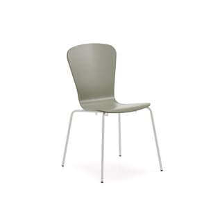 Chair MILLA, white stand, olive green seat