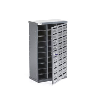 Mobile phone storage cabinet PAUSE, 30 compartments, cylinder lock, dark grey