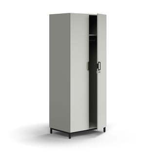 Kleiderschrank QBUS, abschließbar, mit Kleiderstange, Beingestell, 2020x800x570 mm, schwarz, hellgra