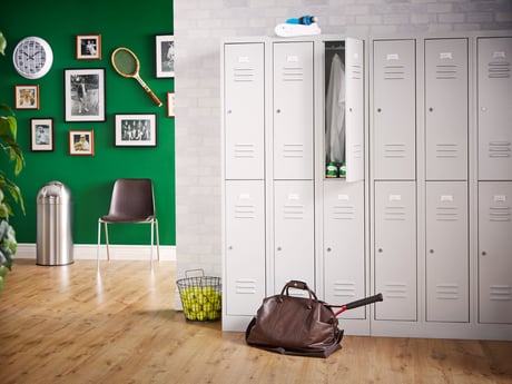 a quiet corner of a locker room or sport changing area