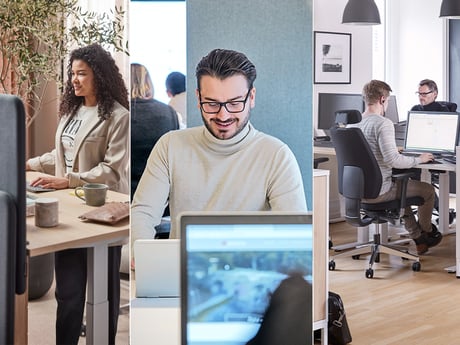 Personer som sitter foran pc på kontoret