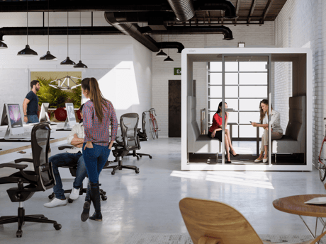 acoustic soundproof meeting booth in open office