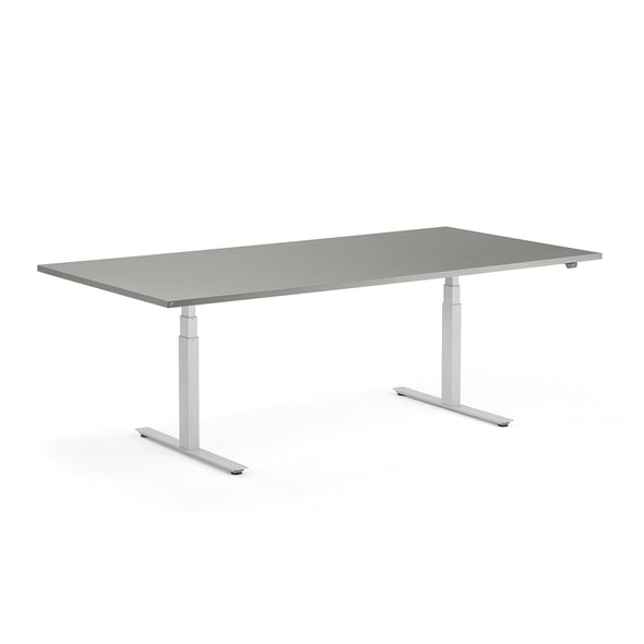 Standing conference table MODULUS, 2400x1200 mm, silver frame, light ...