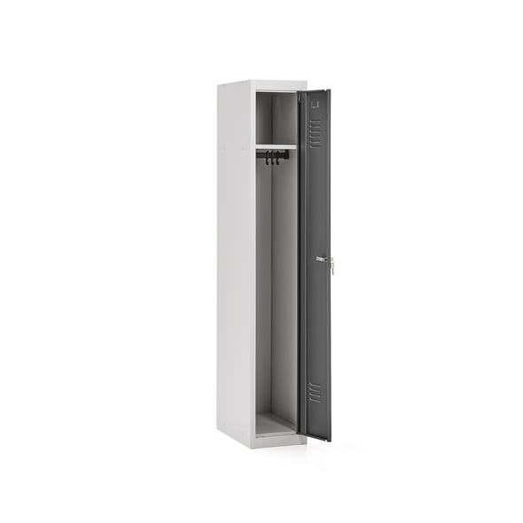 Flatpack locker CLICK, 1 door x 1 module, 1800x300x500 mm, dark grey ...