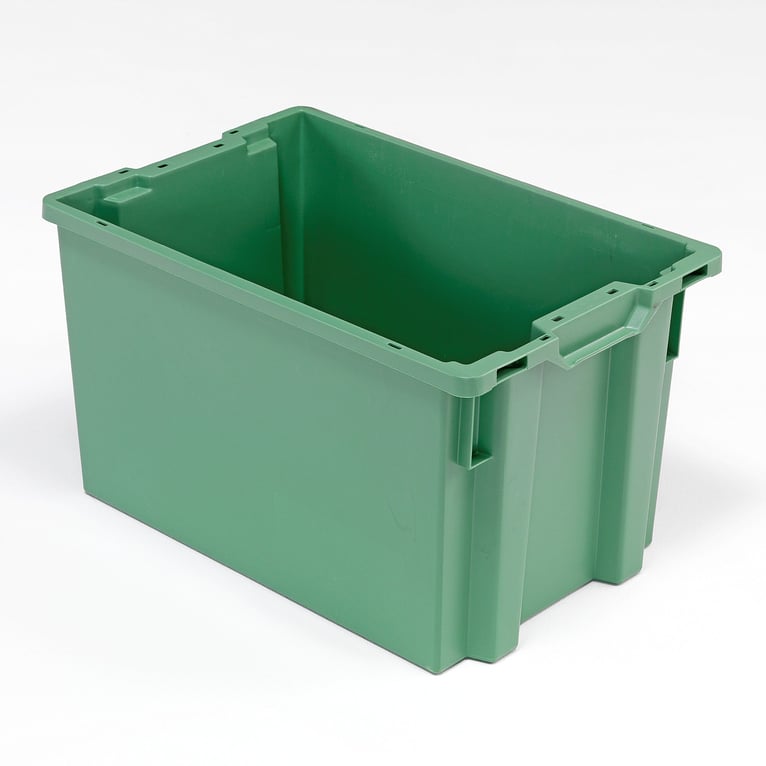 Plastback WHYTE, Stapelbar, 66 Liter, 600x400x350 Mm, Grön | AJ Produkter