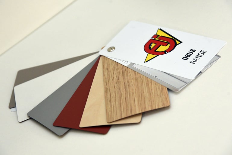 AJ products showroom cabinet finish samples