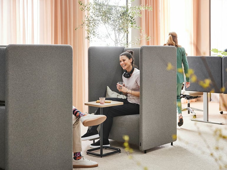 grey acoustic sofa for meetings