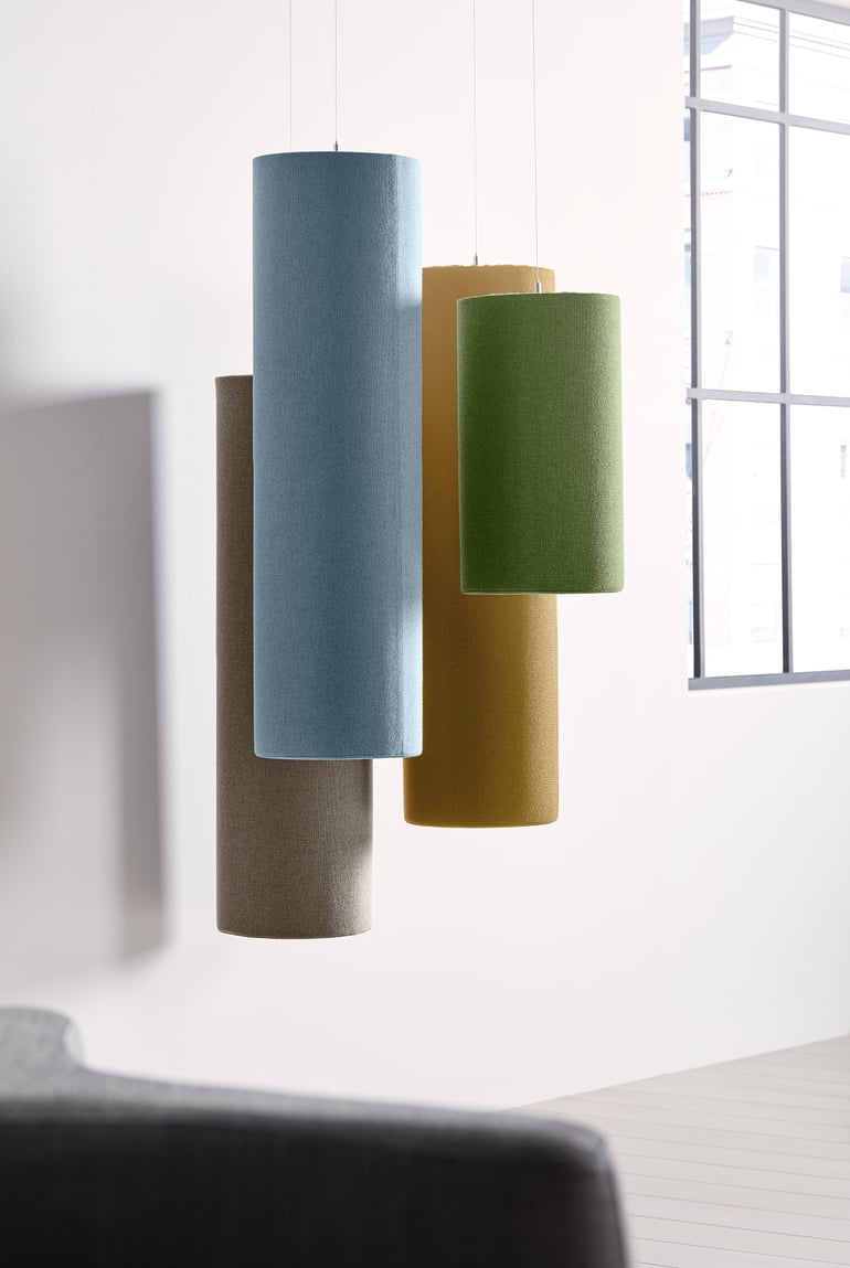 Sound absorbers that hang from the ceiling