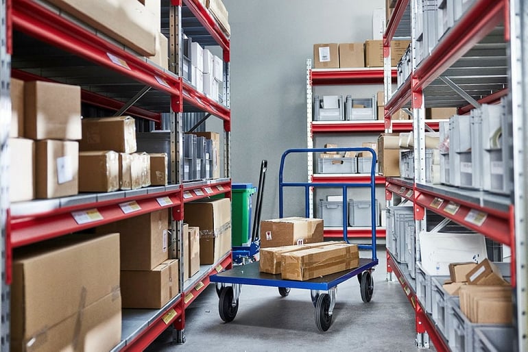 e-commerce warehouse platform trolley used for picking goods