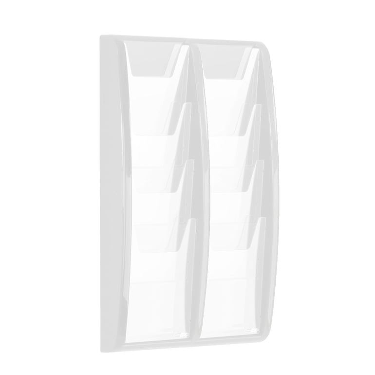 Brochure rack PANORAMA, A5, 8 comps, 352x521 mm, white | AJ Products IE