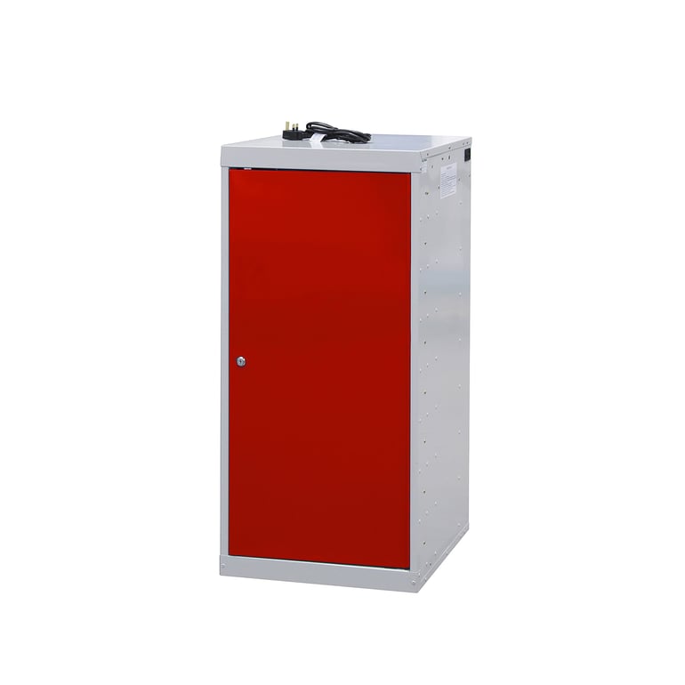 Charging laptop cabinet, 1 door, 1000x500x500 mm, red | AJ Products UK
