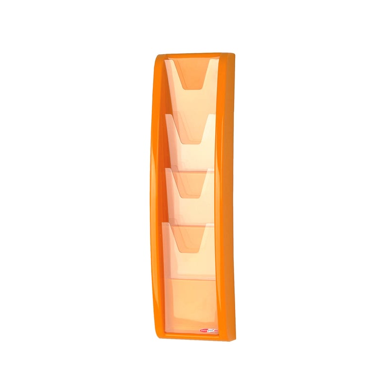 Brochure rack PANORAMA, 1/3 A4, 4 comps, 134x521 mm, orange | AJ ...