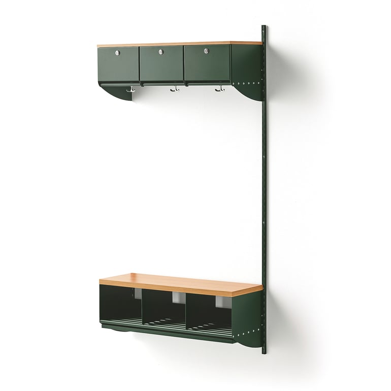 Cloakroom unit BASIC with 3 closed cubbys, add-on unit, 1790x900x300 mm ...