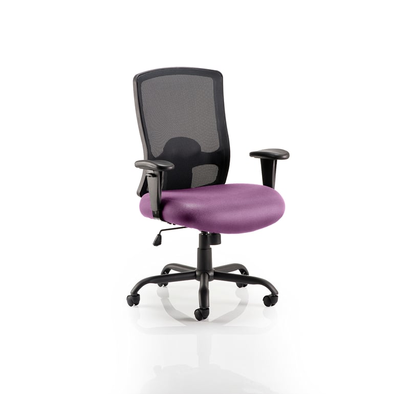 Heavy duty mesh back office chair CANTERBURY, purple seat AJ