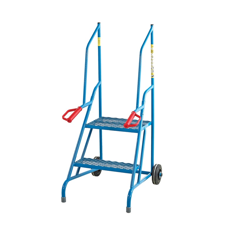 Dock mobile steps, 2 steel treads, H 500 mm, blue powder-coated | AJ ...