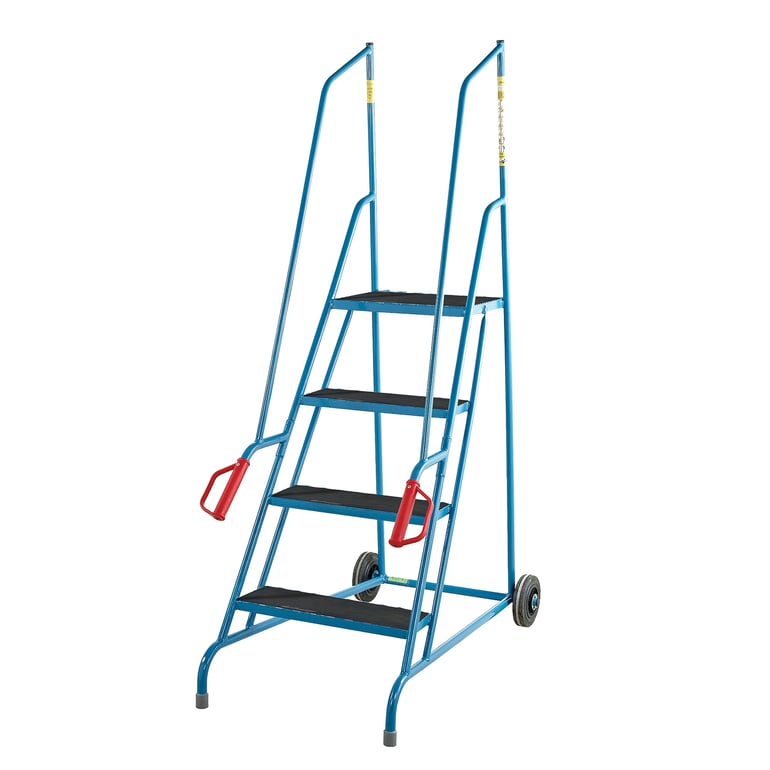 Dock mobile steps, 4 phenolic treads, H 1000 mm, blue powder-coated ...