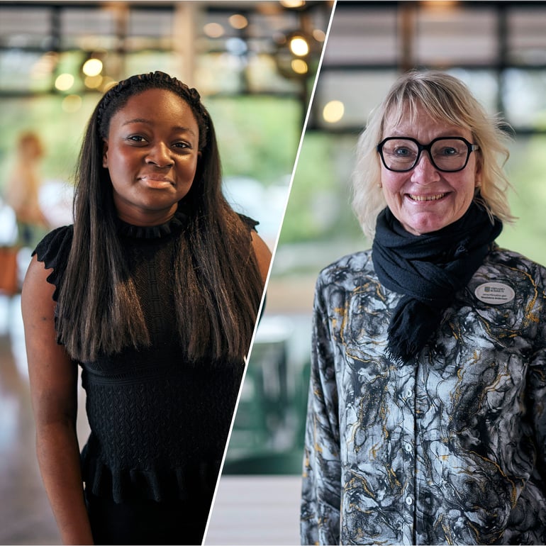 Johanna Brew, elev Finnvedens gymnasium og Magdalena Andersson, leder af måltidsservice, Värnamo kommune.