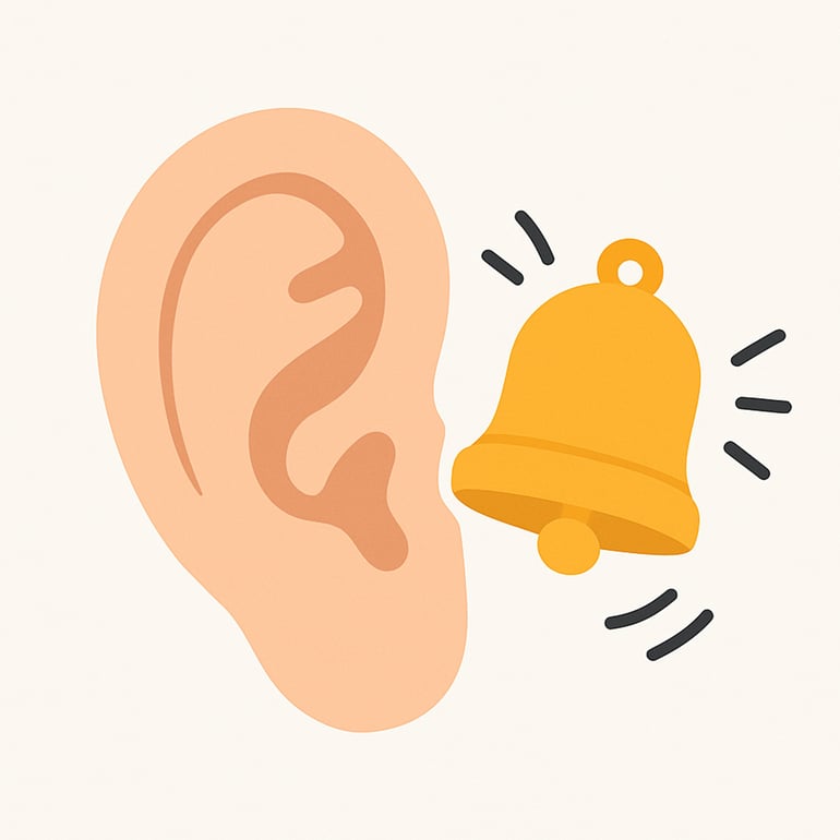 illustration of an ear beside a bell ringing loudly