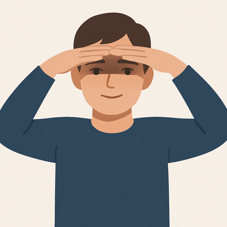 illustration of a person shielding his eyes to avoid glare