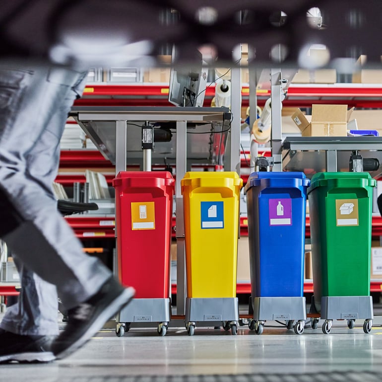 a recycling station in an industrial environment