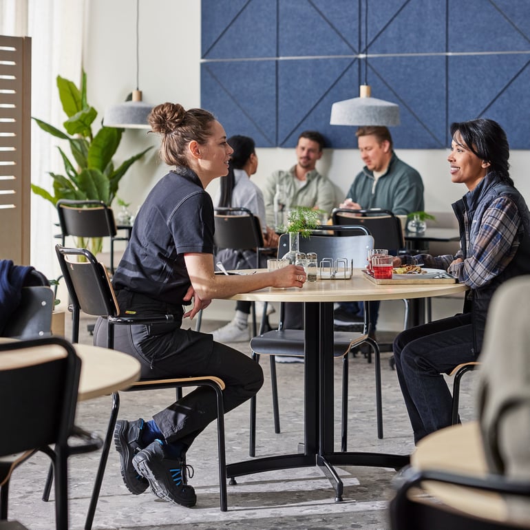 employees having a lunch break in the canteen facilities