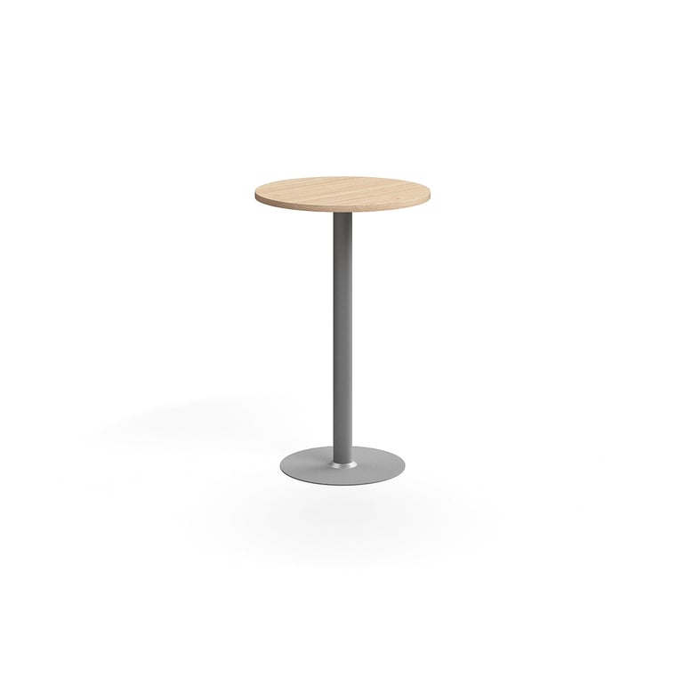 Levně Barový stůl VERTICUS, Ø700x1100 mm, dub/stříbrná