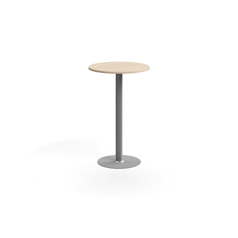 Levně Barový stůl ALVA, Ø700x1100 mm, vysokotlaký laminát, stříbrná/bříza