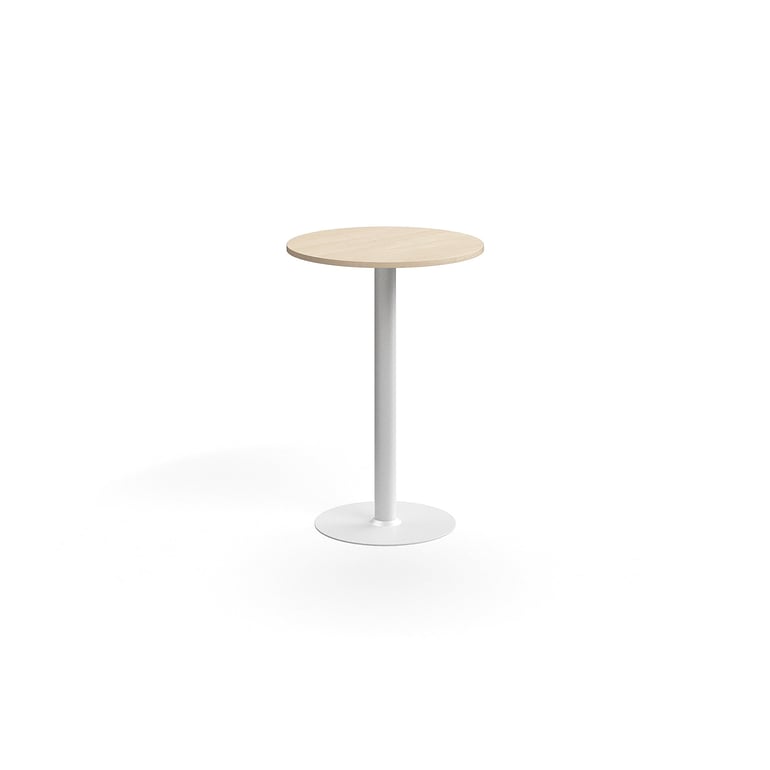 Levně Barový stůl ALVA, Ø700x1000 mm, vysokotlaký laminát, bílá/bříza