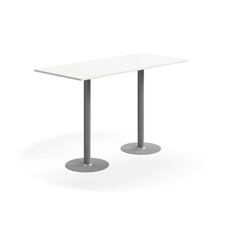 Levně Barový stůl ALVA, 1800x800x1100 mm, vysokotlaký laminát, stříbrná/bílá