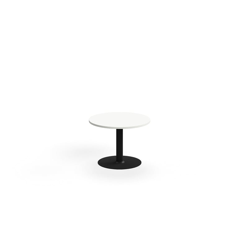 Konferenčný stolík ALVA, Ø700x500 mm, s kotvením do zeme, HPL, čierna/biela