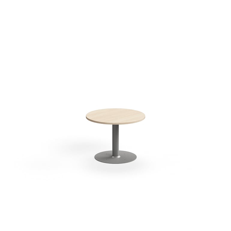 Konferenčný stolík ALVA, Ø700x500 mm, s kotvením do zeme, HPL, strieborná/breza