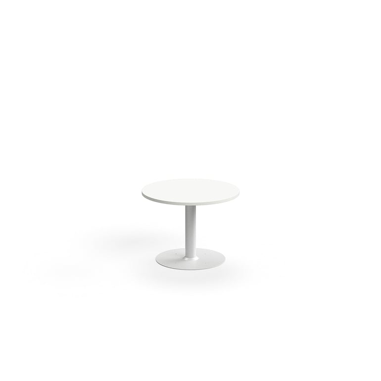 Konferenčný stolík ALVA, Ø700x500 mm, s kotvením do zeme, HPL, biela