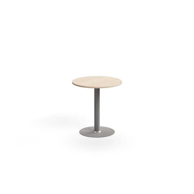 Levně Stůl ALVA, Ø700x720 mm, upevnitelný, vysokotlaký laminát, stříbrná/bříza
